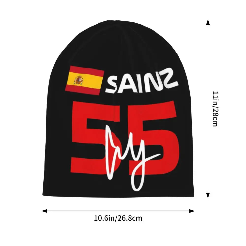 Carlos Sainz Jr F1 Signature Graphic - Dark Warm Knitted Cap Fashion Bonnet Hat Autumn Winter Beanies Hats for Unisex Adult