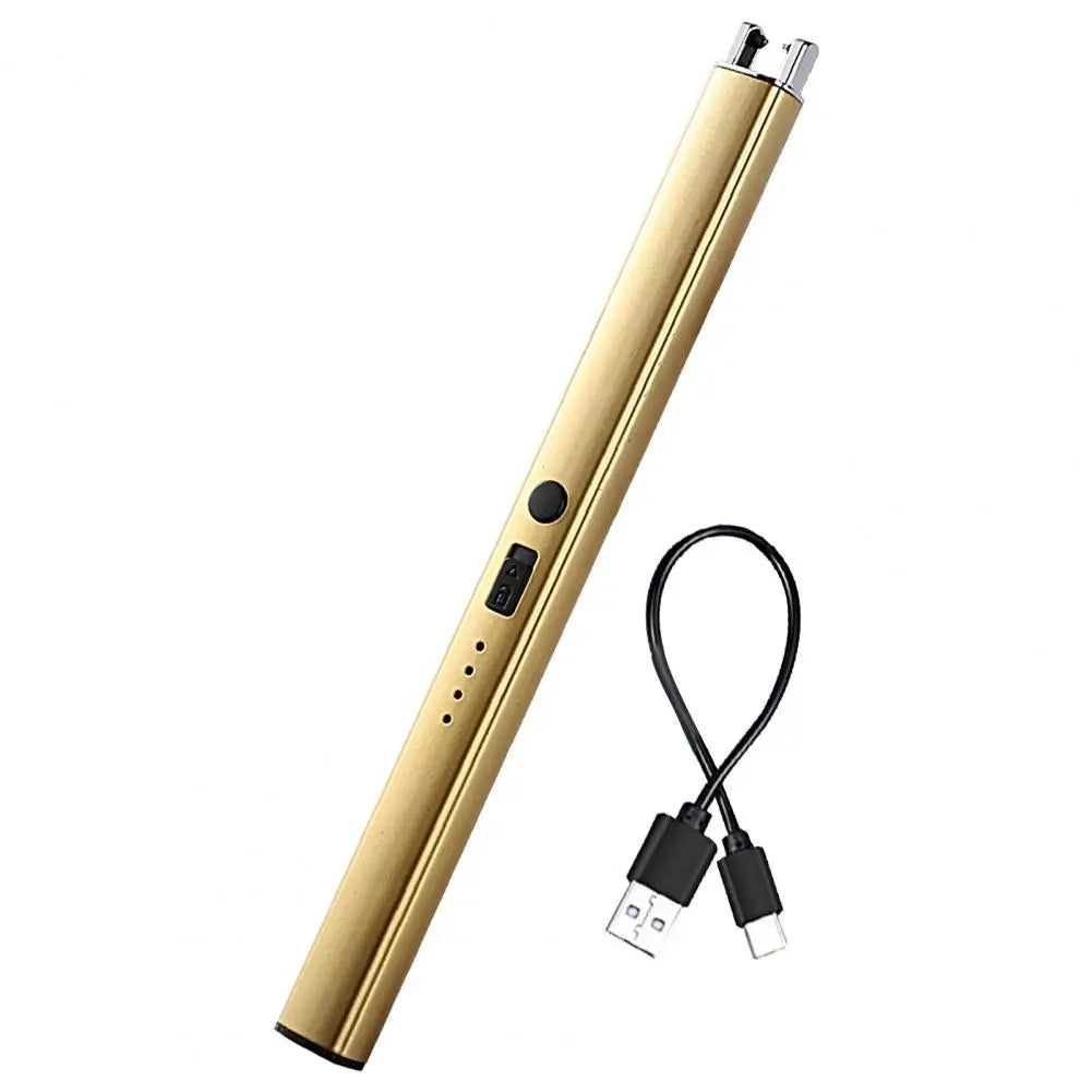 19.3cm Pulse Igniter USB Rechargeable Windproof Long Aluminum Alloy Camping Gas Stove Flameless Electric Igniter Kitchen Supply