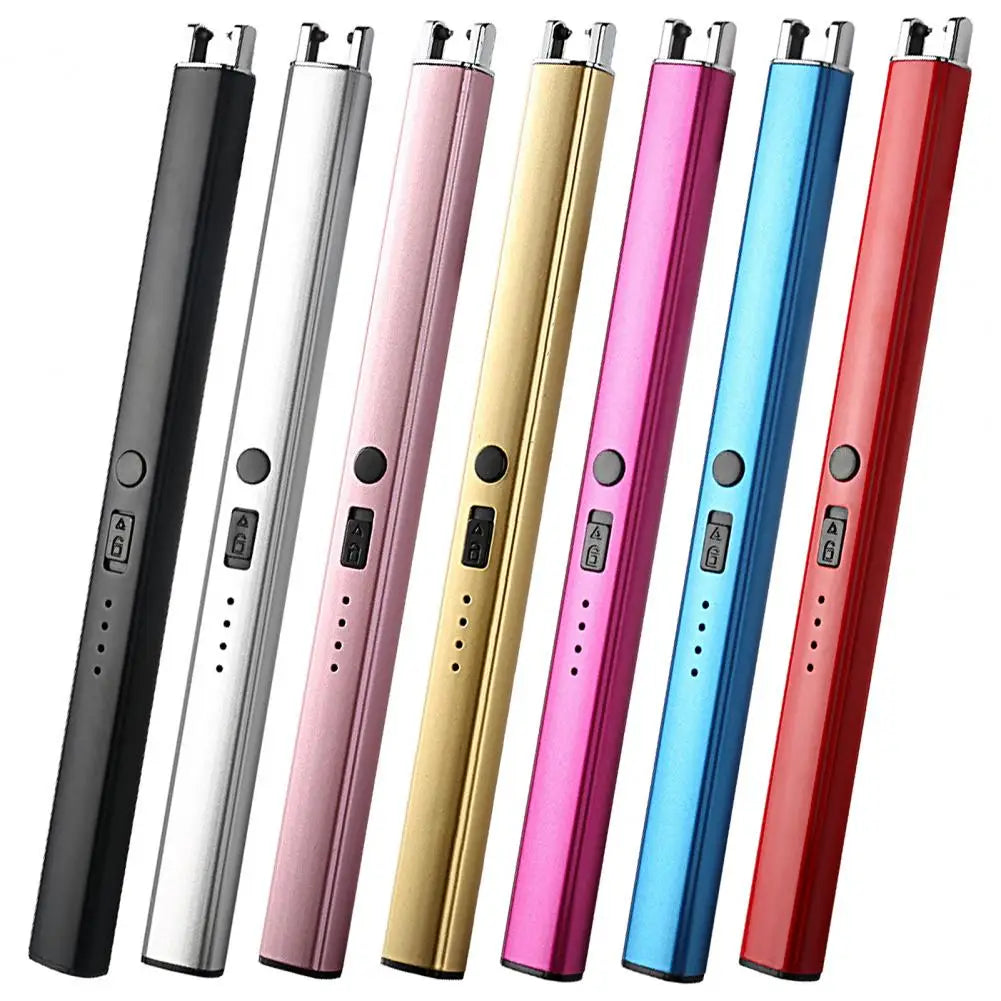 19.3cm Pulse Igniter USB Rechargeable Windproof Long Aluminum Alloy Camping Gas Stove Flameless Electric Igniter Kitchen Supply