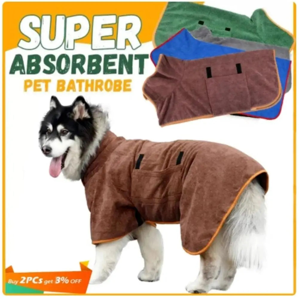 Albornoz absorbente para mascotas, toalla de secado rápido, suave y ajustable, para perros grandes, medianos y pequeños.