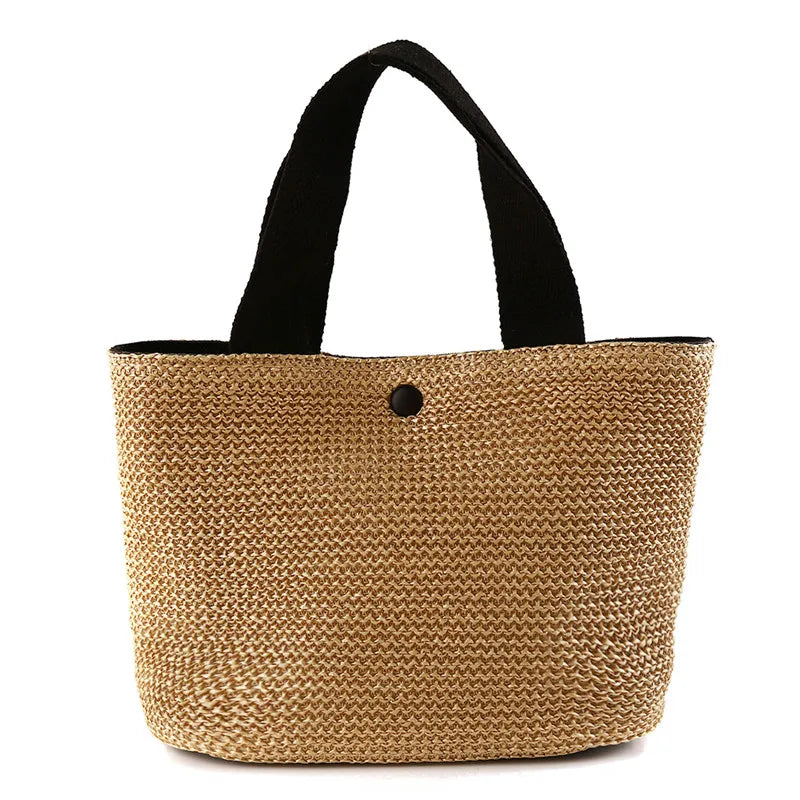 Bolso bandolera de paja para playa, estilo bohemio, de ratán tejido, hecho a mano, para mujer