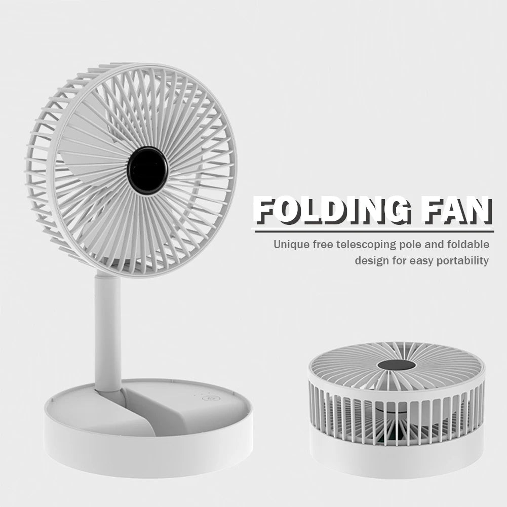 Mini ventilador plegable de escritorio para el hogar, recargable por USB, 3 velocidades, silencioso, bajo nivel de ruido, larga duración, ventilador eléctrico en espera para el hogar