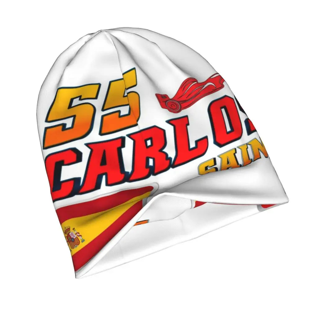 Carlos Sainz Jr F1 Signature Graphic - Dark Warm Knitted Cap Fashion Bonnet Hat Autumn Winter Beanies Hats for Unisex Adult