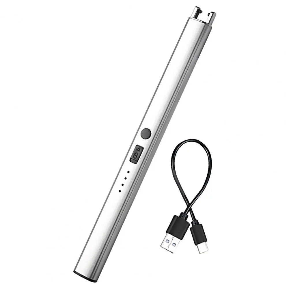 19.3cm Pulse Igniter USB Rechargeable Windproof Long Aluminum Alloy Camping Gas Stove Flameless Electric Igniter Kitchen Supply