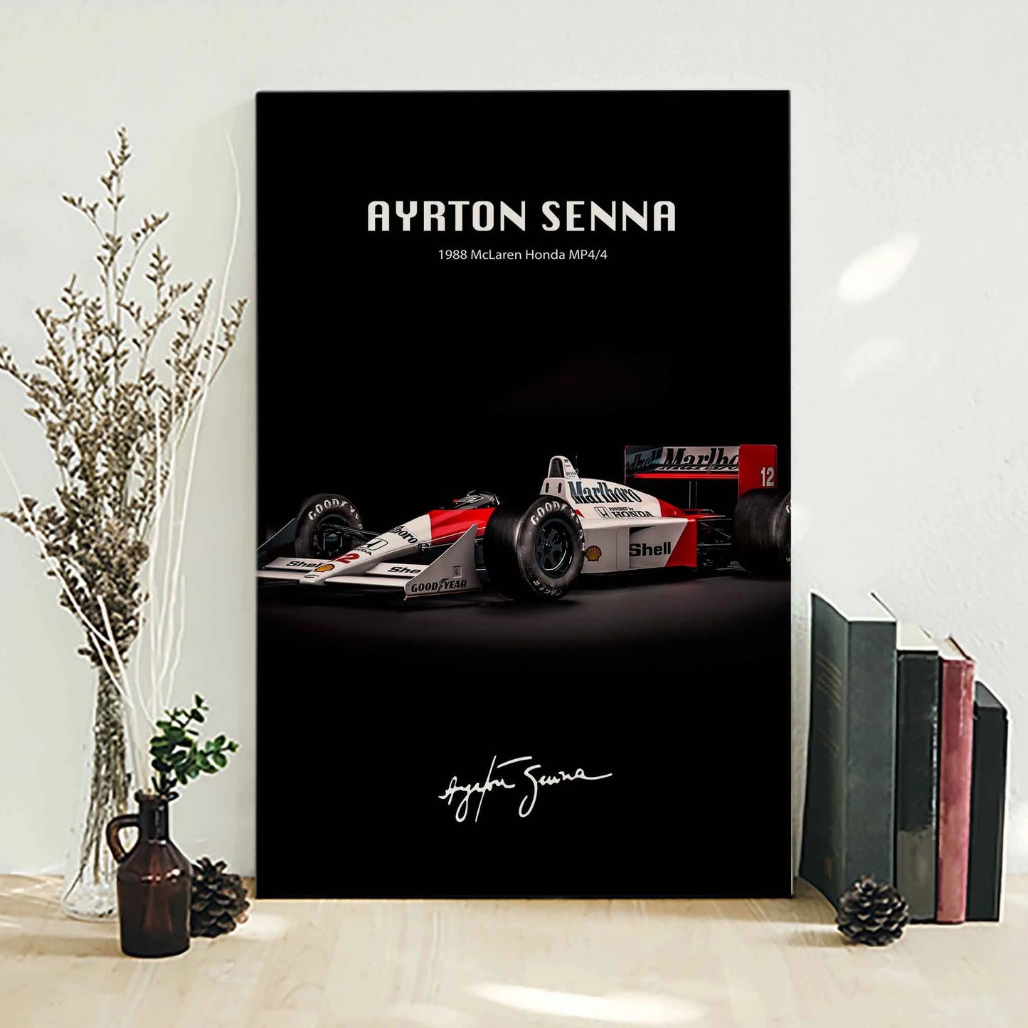 Ayrton Senna Poster Print MP4/8 Canvas Painting Monaco GP Car Wall Art Pictures For Living Room Home Decoration Frameless