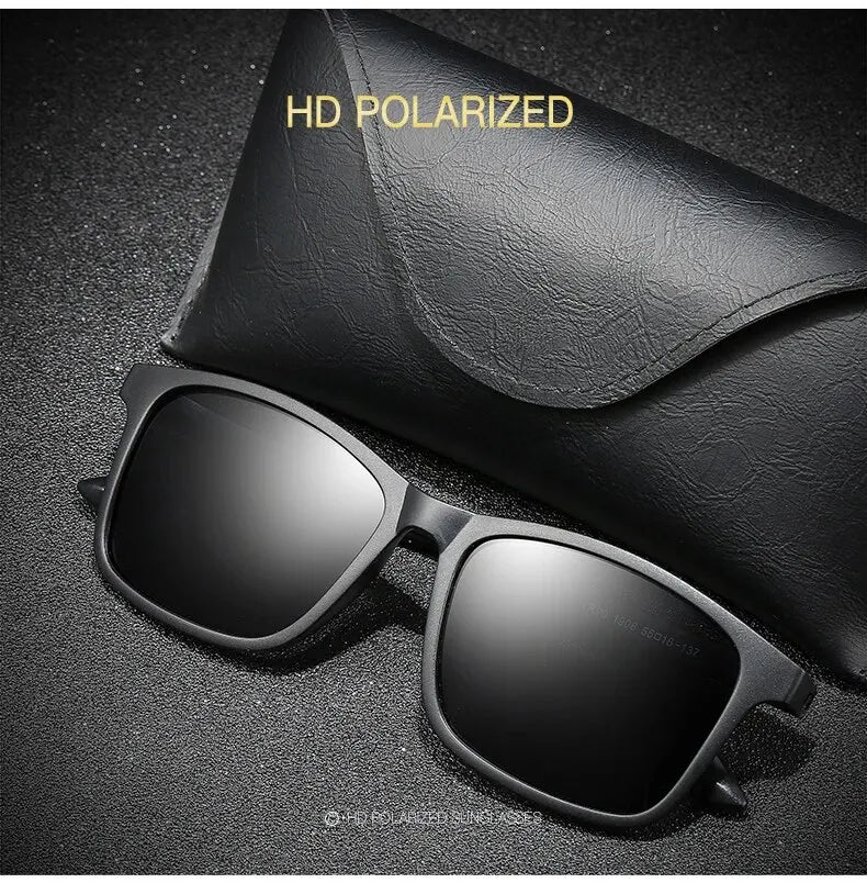 Luxury Men Polarized Sunglasses Fashion Vintage Square Ultra Light TR90 Frame Driving Fishing Sun Glasses For Man UV400 Eyewear