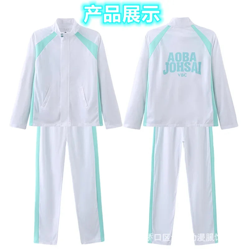 Haikyu Anime Aobajohsai High School Uniform Oikawa Tooru Cosplay Costume Embroidery Full-Zip Tracksuit Daily Wear