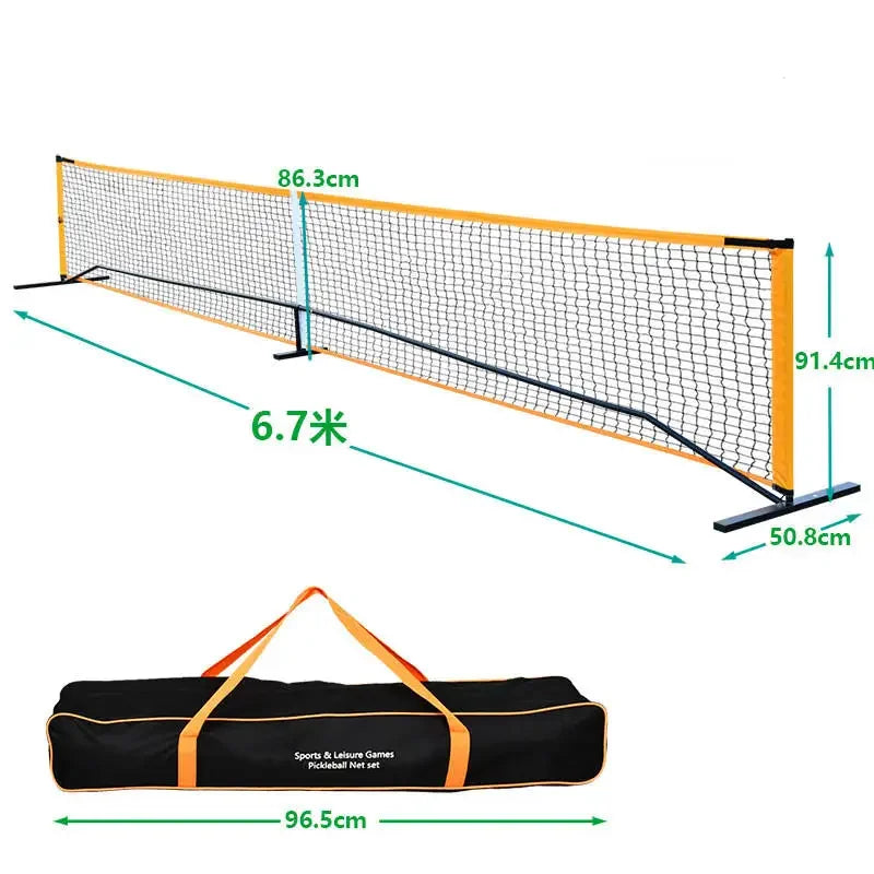Pickleball Paddle Portable Net And Ball Set (includes Free Standing Metal Frame & Net + 4 Wood Paddles + 4 Balls with carry bag