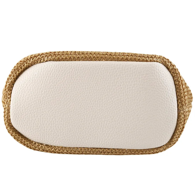 Bolso bandolera de paja para playa, estilo bohemio, de ratán tejido, hecho a mano, para mujer