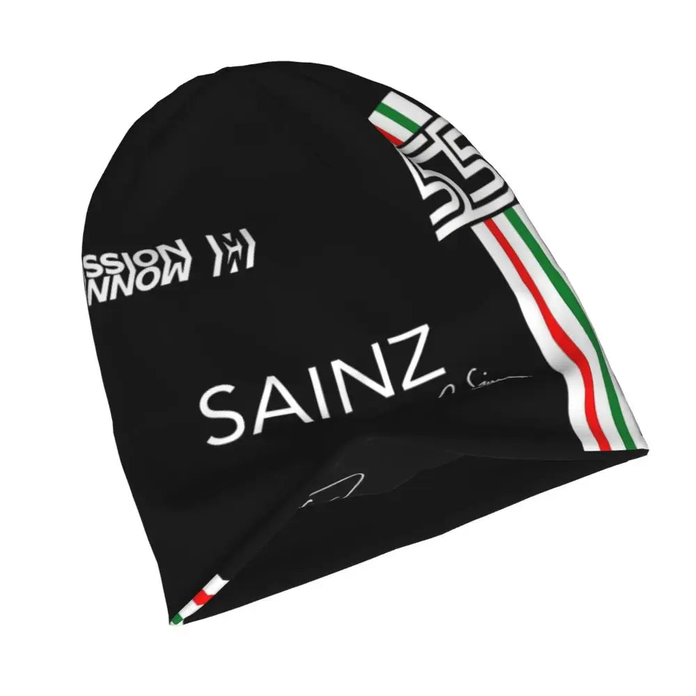 Carlos Sainz Jr F1 Signature Graphic - Dark Warm Knitted Cap Fashion Bonnet Hat Autumn Winter Beanies Hats for Unisex Adult
