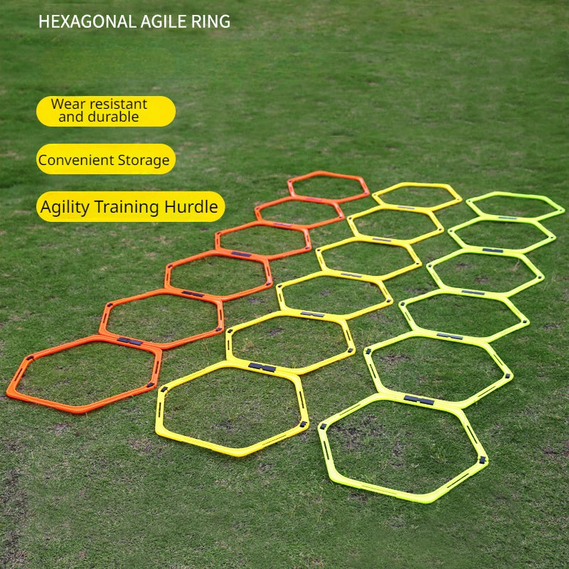 6 anillos de entrenamiento de agilidad para fútbol, equipo de fútbol, escalera hexagonal plegable para juego de pies, suministros múltiples, vallas hexagonales