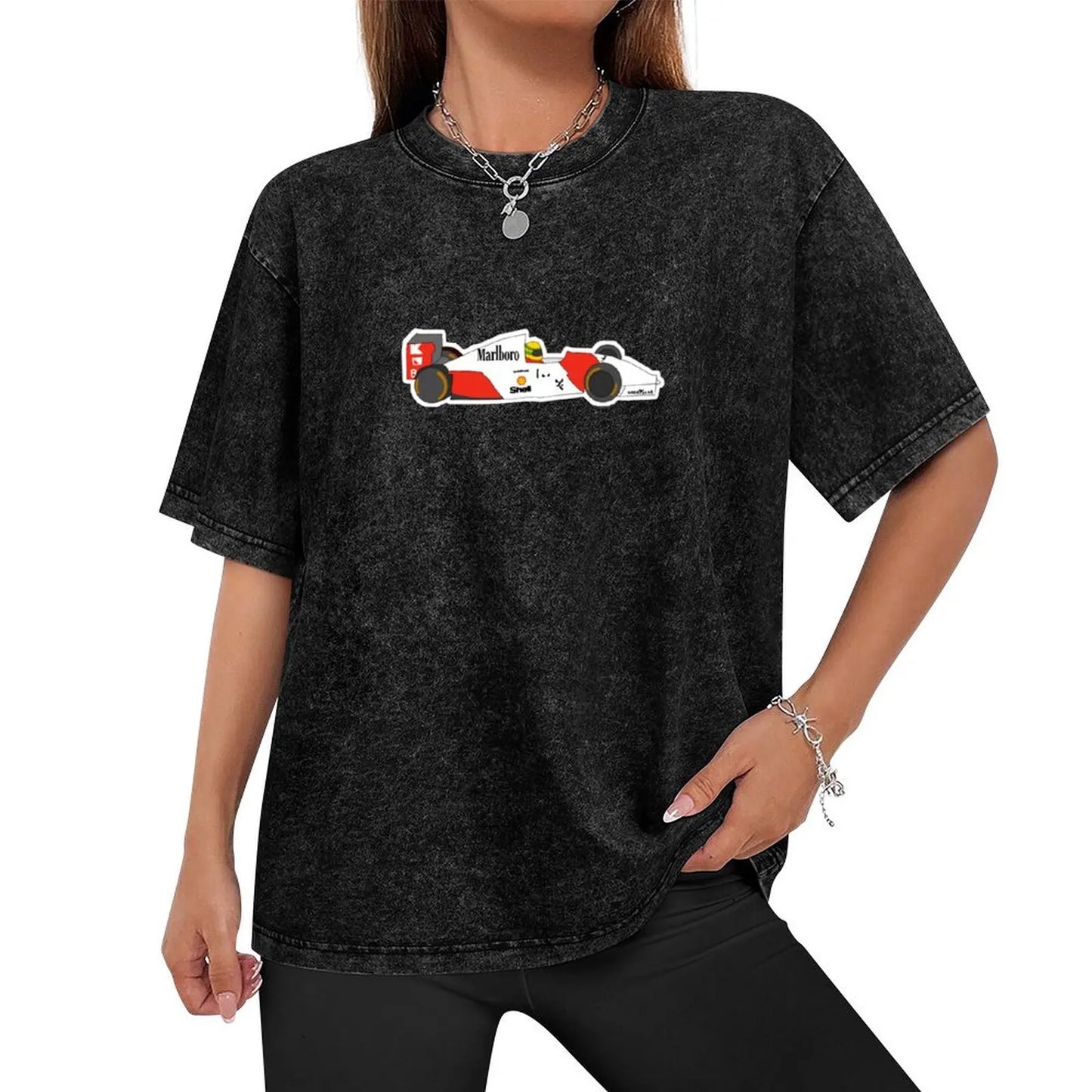 Senna with MP4/4 T-Shirt new gifts and t-shirts Blouse shirts graphic tee men