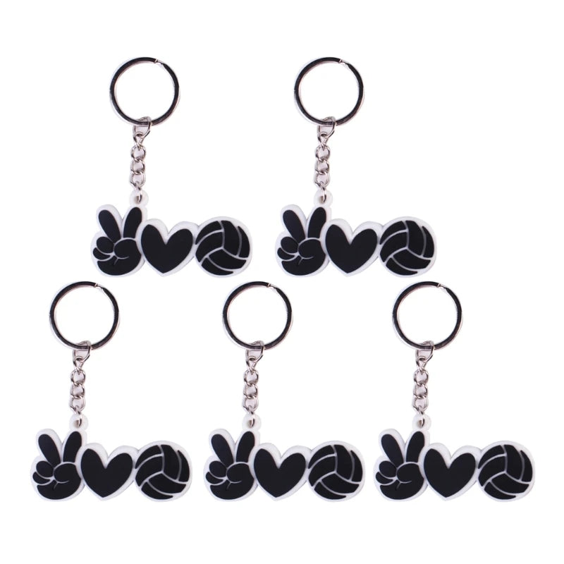 652D 5Pcs/set Volleyball Pendant Ball Keychain Volleyball Bag Ornament Keychain Backpack Keychain Car Key Holder Keychains