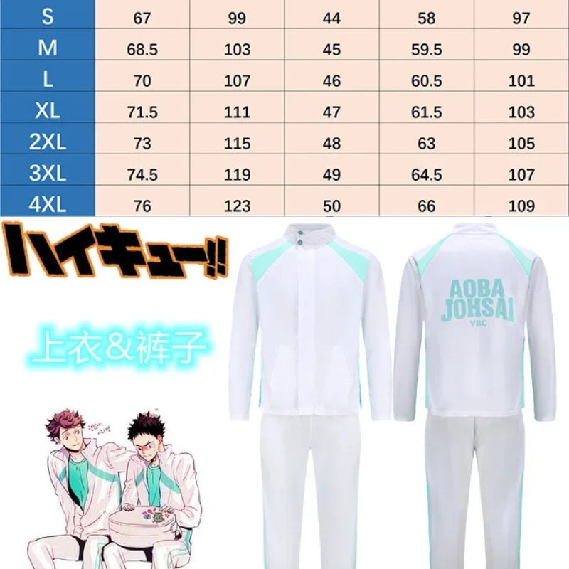 Haikyu Anime Aobajohsai High School Uniform Oikawa Tooru Cosplay Costume Embroidery Full-Zip Tracksuit Daily Wear