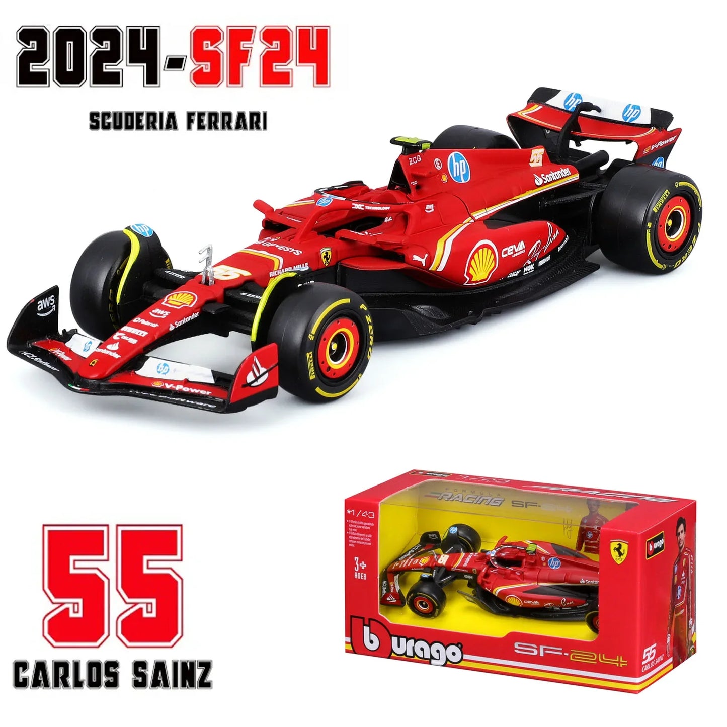 Bburago 1:43 2024 F1 SF24 W15 Mclaren MCL38 Monaco Grand Prix Alloy Car Diecast Model #4 Lando Norris #81 Oscar Piastri