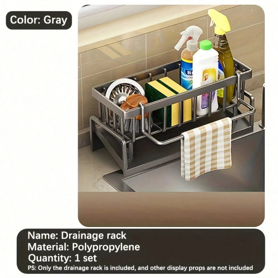 1set Plastic Dish Cloth & Sponge Holder, Household Faucet Sponge Drain Rack With Dishcloth Holder, Multifunctional Durable Clean
