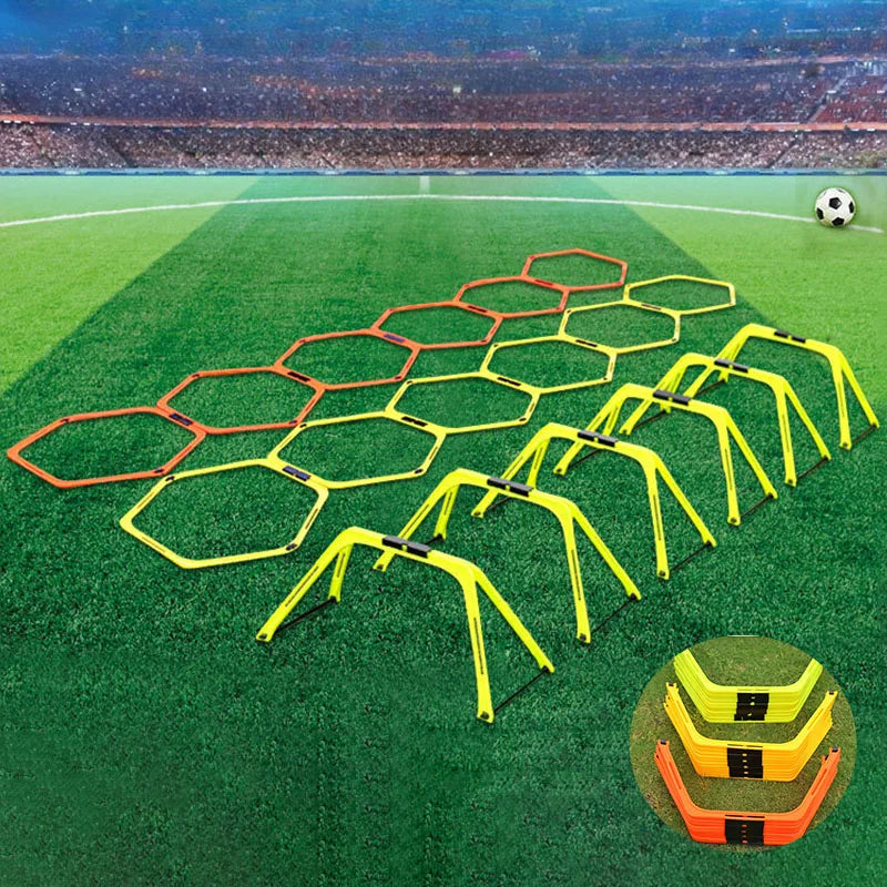6 anillos de entrenamiento de agilidad para fútbol, equipo de fútbol, escalera hexagonal plegable para juego de pies, suministros múltiples, vallas hexagonales