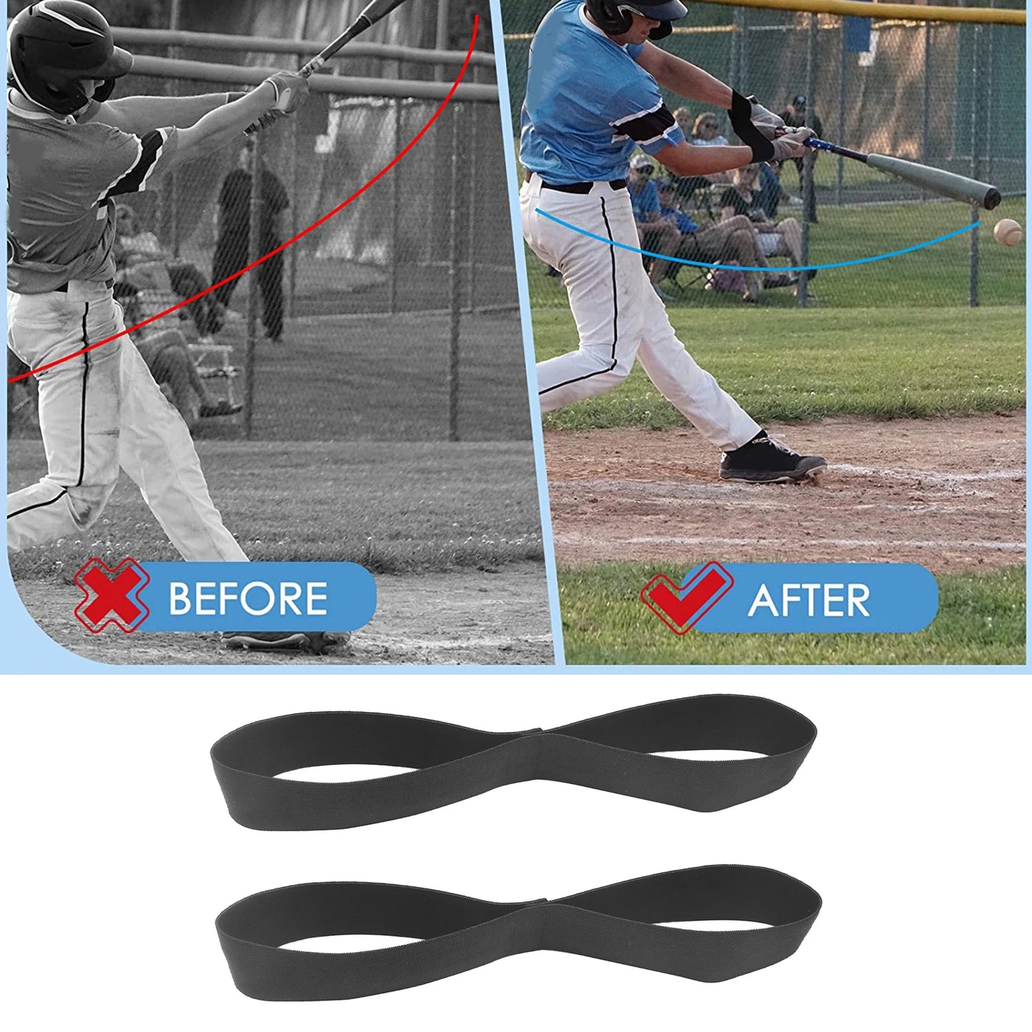 Equipo de entrenamiento de béisbol y sóftbol, banda elástica para brazo correctora de swing fácil de usar, accesorios de béisbol