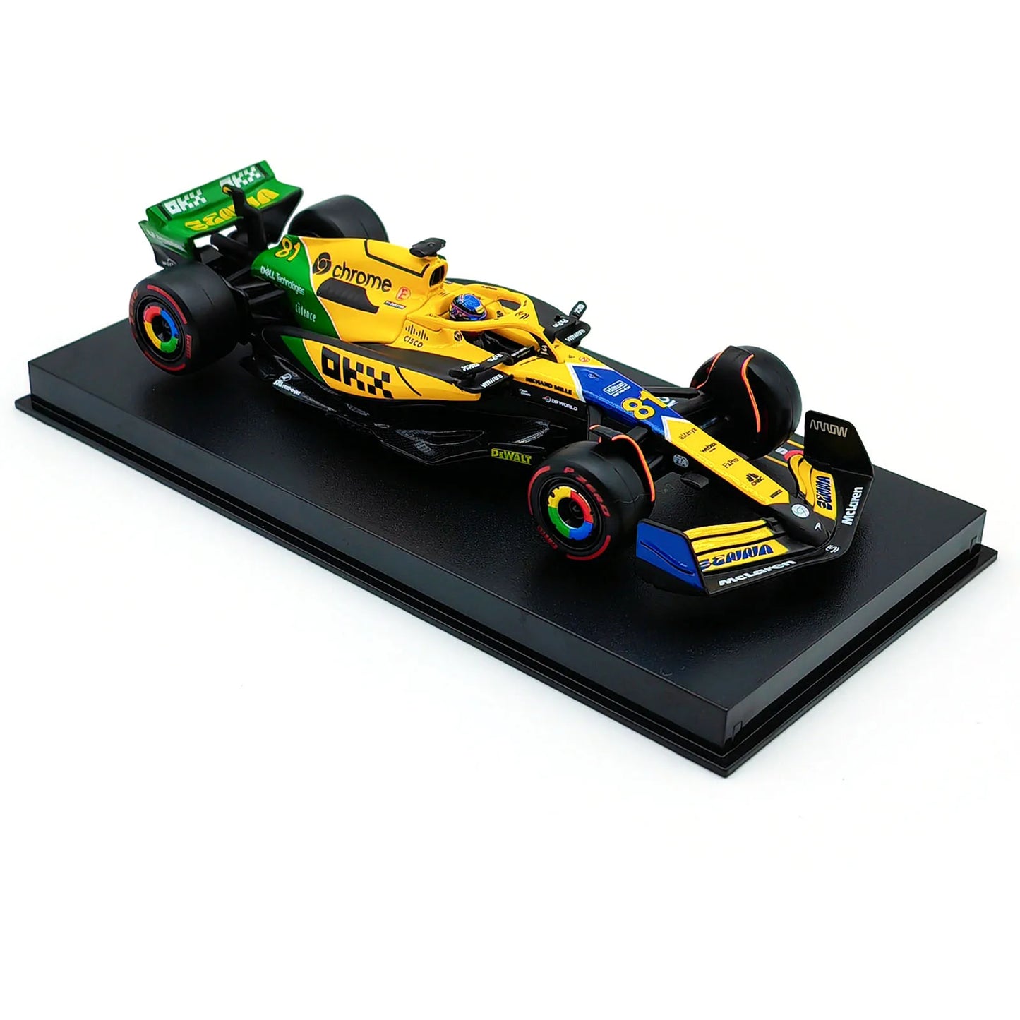 Bburago 1:43 2024 F1 SF24 W15 Mclaren MCL38 Monaco Grand Prix Alloy Car Diecast Model #4 Lando Norris #81 Oscar Piastri