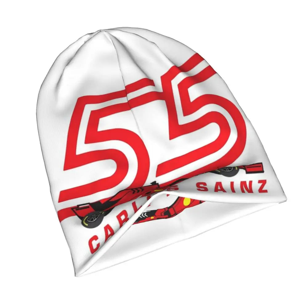Carlos Sainz Jr F1 Signature Graphic - Dark Warm Knitted Cap Fashion Bonnet Hat Autumn Winter Beanies Hats for Unisex Adult