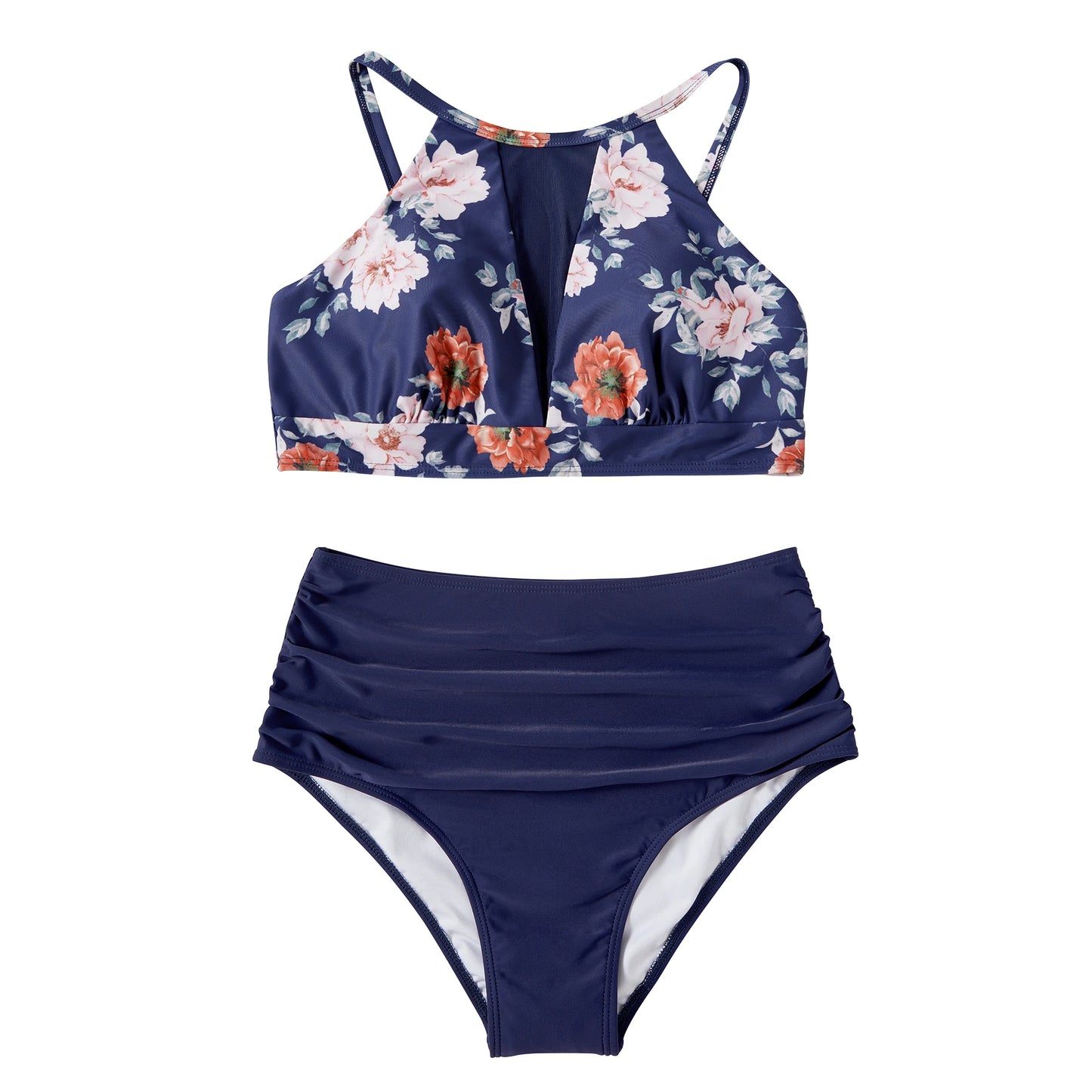 Print High-Waist Bikini Sets Swimsuit Women Sexy Lace Up Hollow Out Two Pieces Swimwear 2024 New Beach Bathing Suits Women