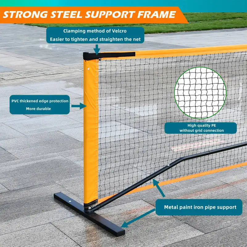 Pickleball Paddle Portable Net And Ball Set (includes Free Standing Metal Frame & Net + 4 Wood Paddles + 4 Balls with carry bag