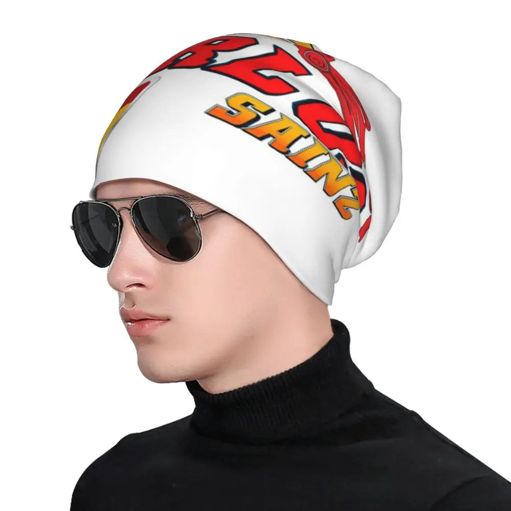 Carlos Sainz Jr F1 Signature Graphic - Dark Warm Knitted Cap Fashion Bonnet Hat Autumn Winter Beanies Hats for Unisex Adult