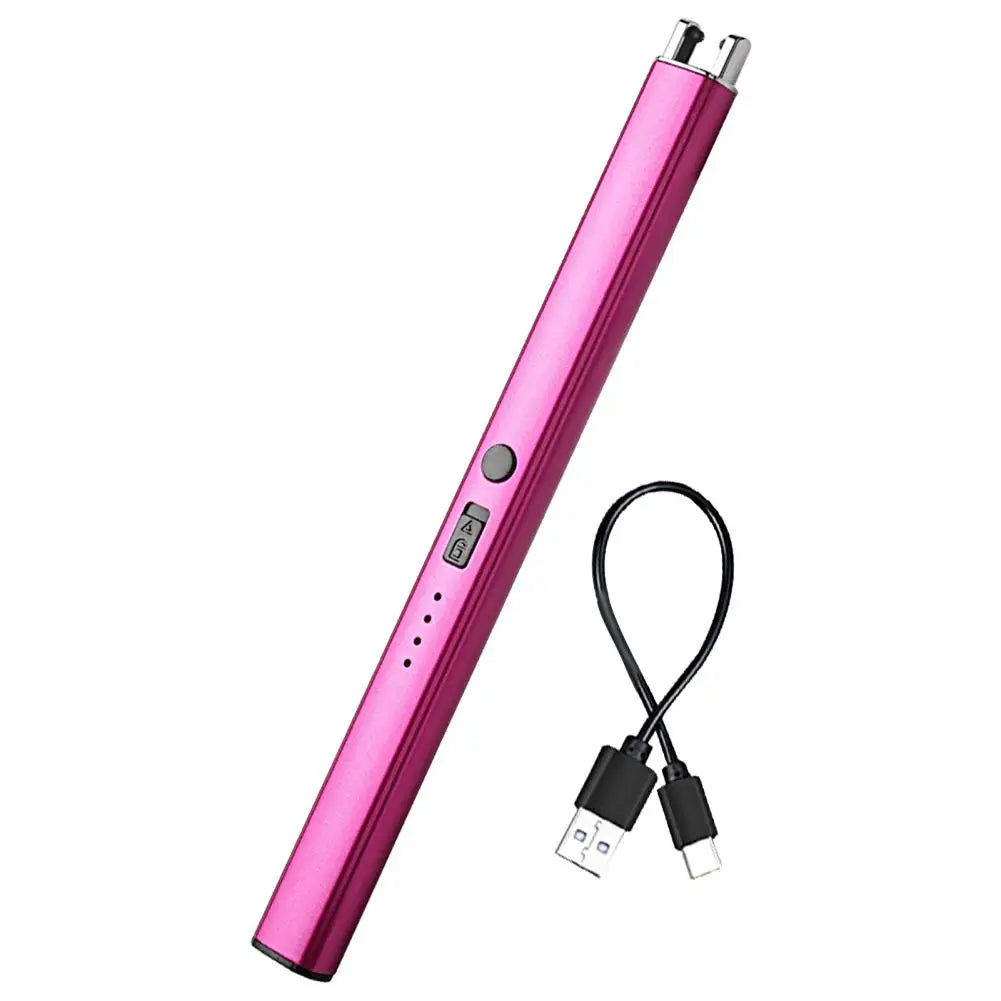 19.3cm Pulse Igniter USB Rechargeable Windproof Long Aluminum Alloy Camping Gas Stove Flameless Electric Igniter Kitchen Supply