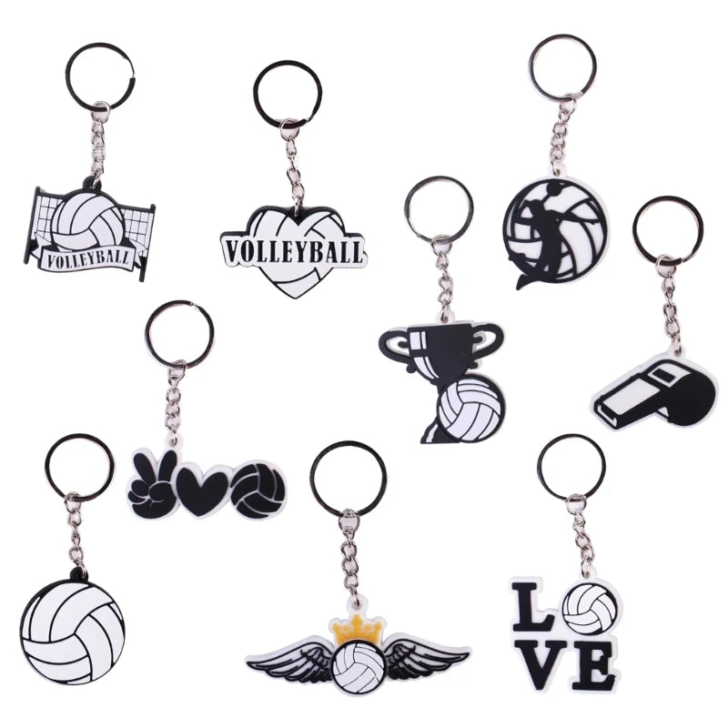 652D 5Pcs/set Volleyball Pendant Ball Keychain Volleyball Bag Ornament Keychain Backpack Keychain Car Key Holder Keychains