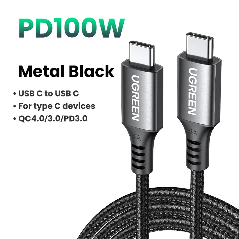 UGREEN USB C a USB Tipo C 100W Carga Rápida Para Macbook iPhone 15 Samsung Galaxy S2 Xiaomi PD Carga Rápida 100W 5A USB C Rápido
