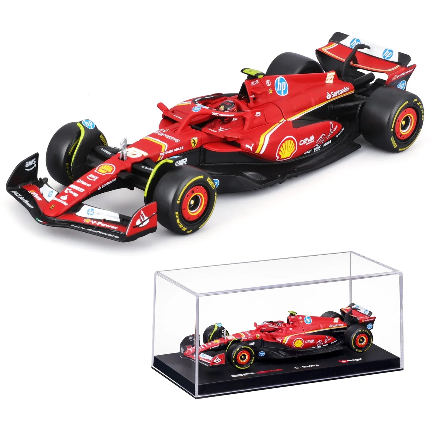 Bburago 1:43 2024 F1 SF24 W15 Mclaren MCL38 Monaco Grand Prix Alloy Car Diecast Model #4 Lando Norris #81 Oscar Piastri