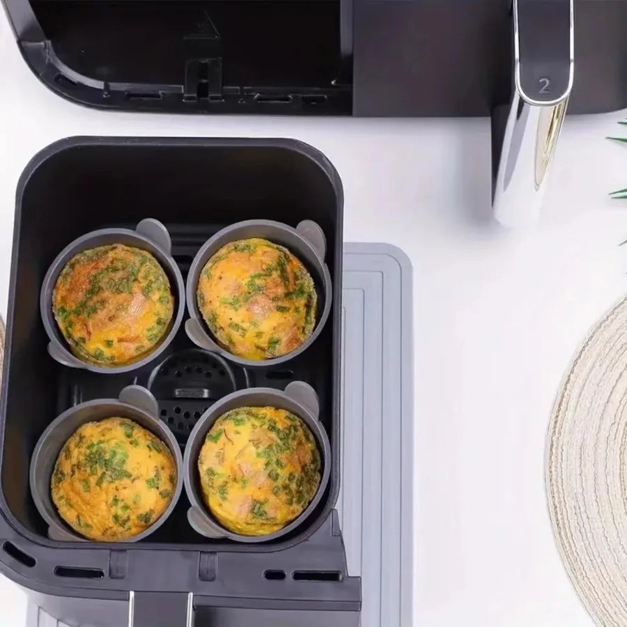 2/4Pcs Air Fryer Silicone Egg Poacher Cups Silicone Egg Cooker Mold Baking Custard Tart Pie Desserts Reusable Egg Poaching Maker
