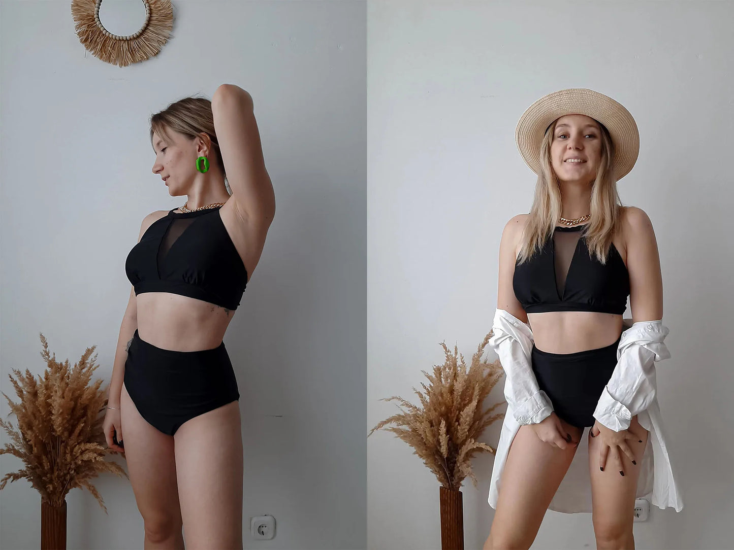 Print High-Waist Bikini Sets Swimsuit Women Sexy Lace Up Hollow Out Two Pieces Swimwear 2024 New Beach Bathing Suits Women
