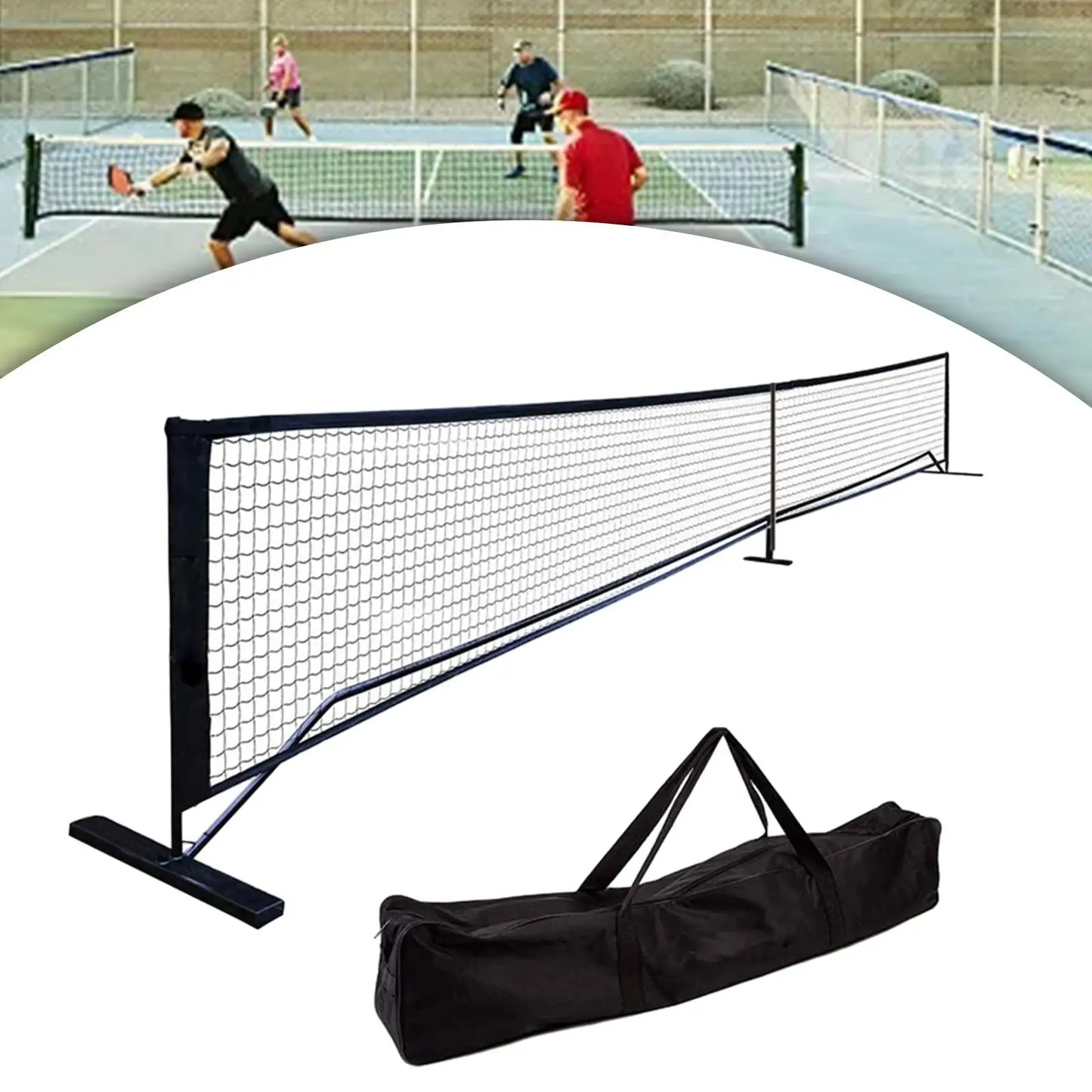 Pickleball Net System with Carrying Bag Game Black Durable Beginners 670cmx91cm Indoor and Outdoor Metal Frame Stand Easy Setup
