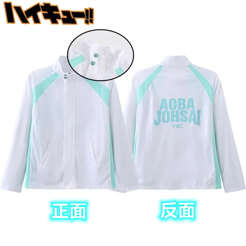 Haikyu Anime Aobajohsai High School Uniform Oikawa Tooru Cosplay Costume Embroidery Full-Zip Tracksuit Daily Wear