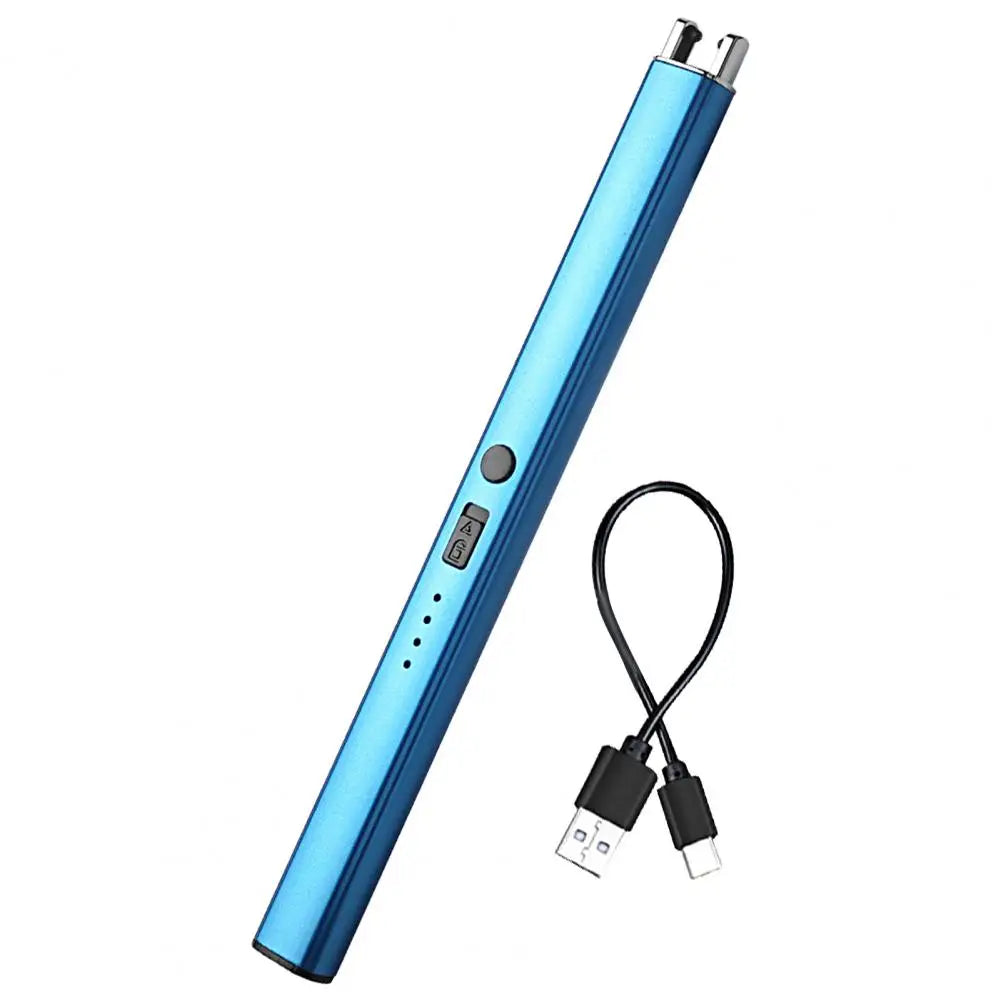 19.3cm Pulse Igniter USB Rechargeable Windproof Long Aluminum Alloy Camping Gas Stove Flameless Electric Igniter Kitchen Supply