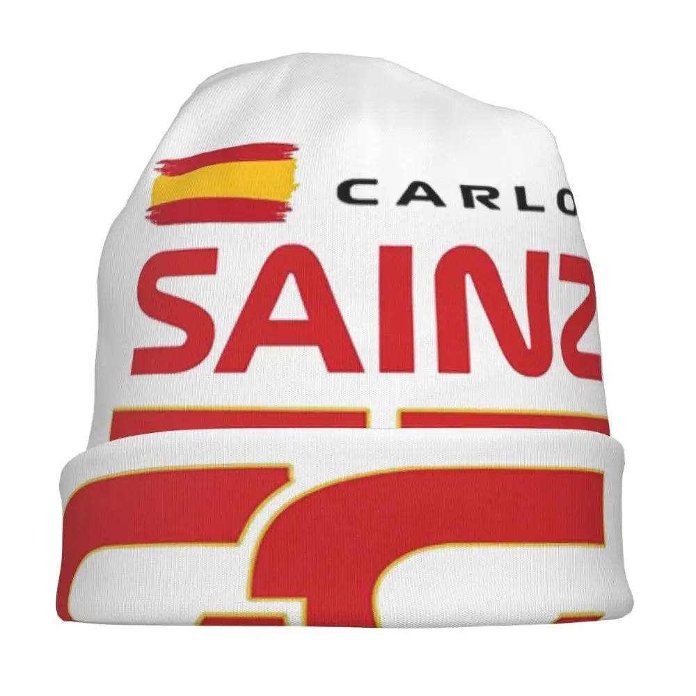 Carlos Sainz Jr F1 Signature Graphic - Dark Warm Knitted Cap Fashion Bonnet Hat Autumn Winter Beanies Hats for Unisex Adult