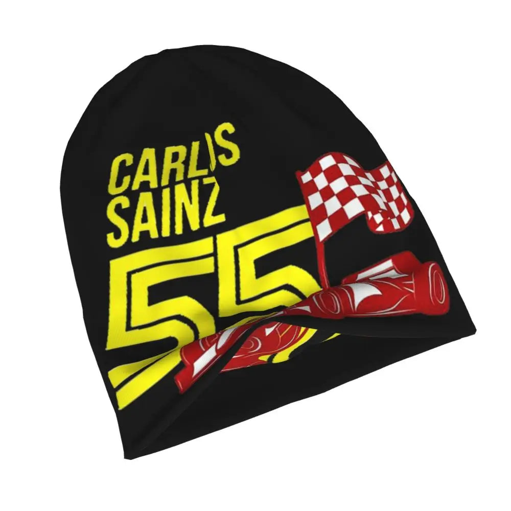 Carlos Sainz Jr F1 Signature Graphic - Dark Warm Knitted Cap Fashion Bonnet Hat Autumn Winter Beanies Hats for Unisex Adult