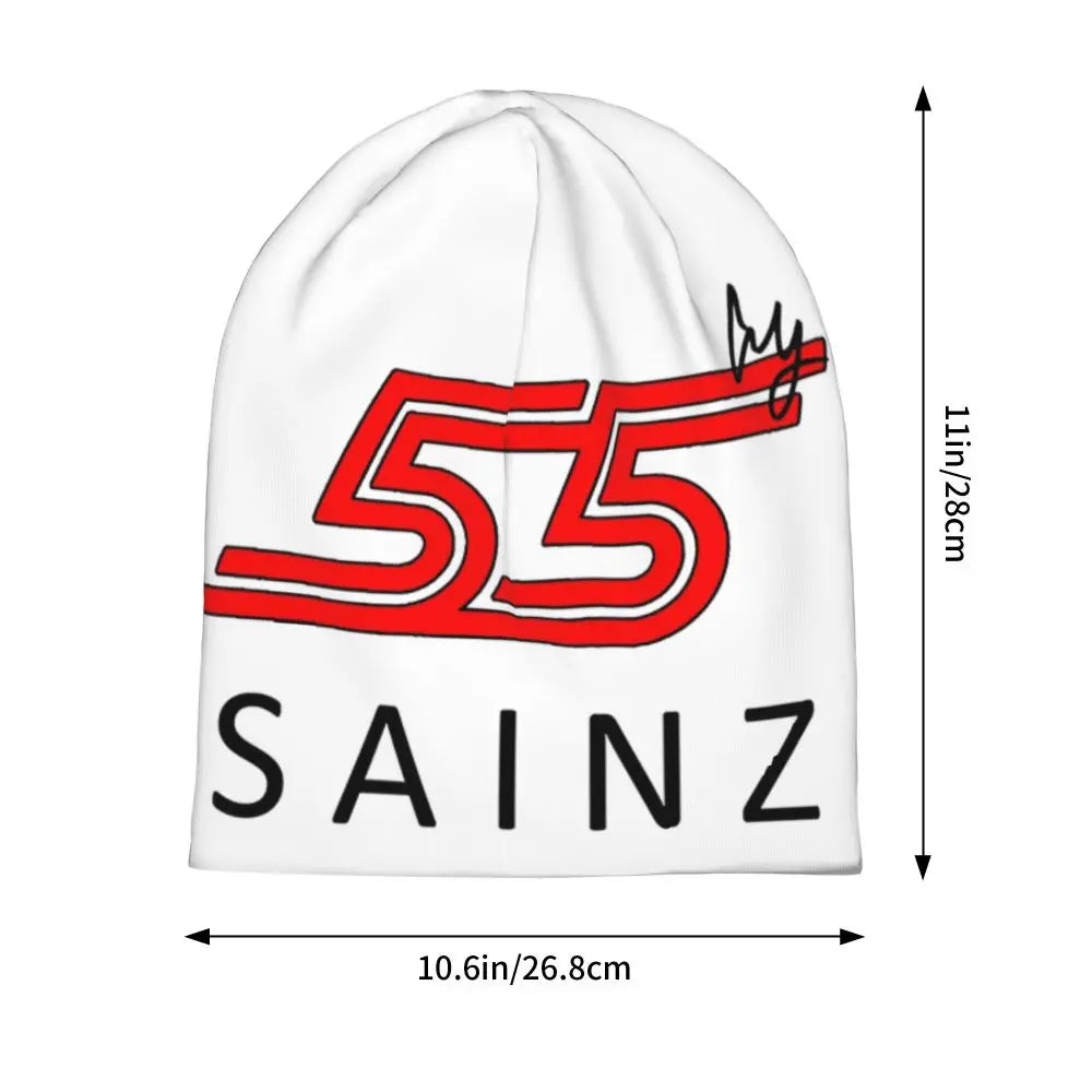 Carlos Sainz Jr F1 Signature Graphic - Dark Warm Knitted Cap Fashion Bonnet Hat Autumn Winter Beanies Hats for Unisex Adult