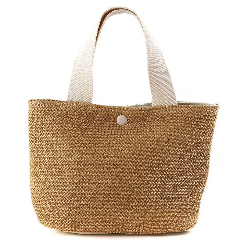 Bolso bandolera de paja para playa, estilo bohemio, de ratán tejido, hecho a mano, para mujer