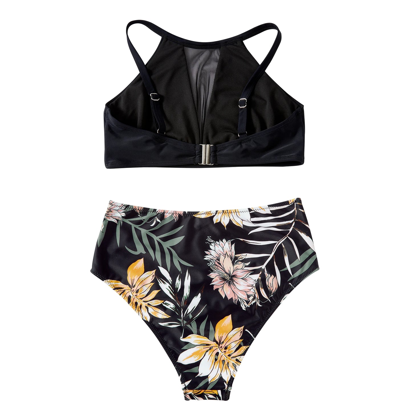 Print High-Waist Bikini Sets Swimsuit Women Sexy Lace Up Hollow Out Two Pieces Swimwear 2024 New Beach Bathing Suits Women