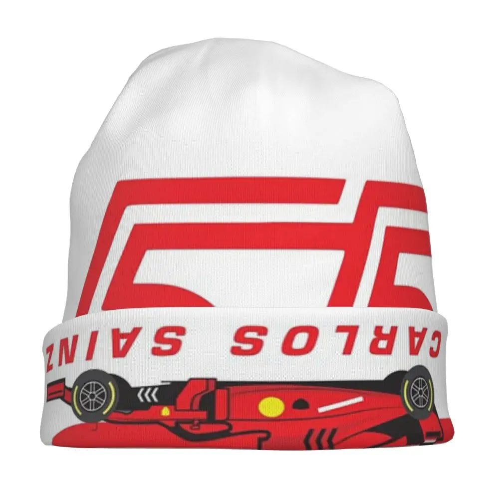 Carlos Sainz Jr F1 Signature Graphic - Dark Warm Knitted Cap Fashion Bonnet Hat Autumn Winter Beanies Hats for Unisex Adult