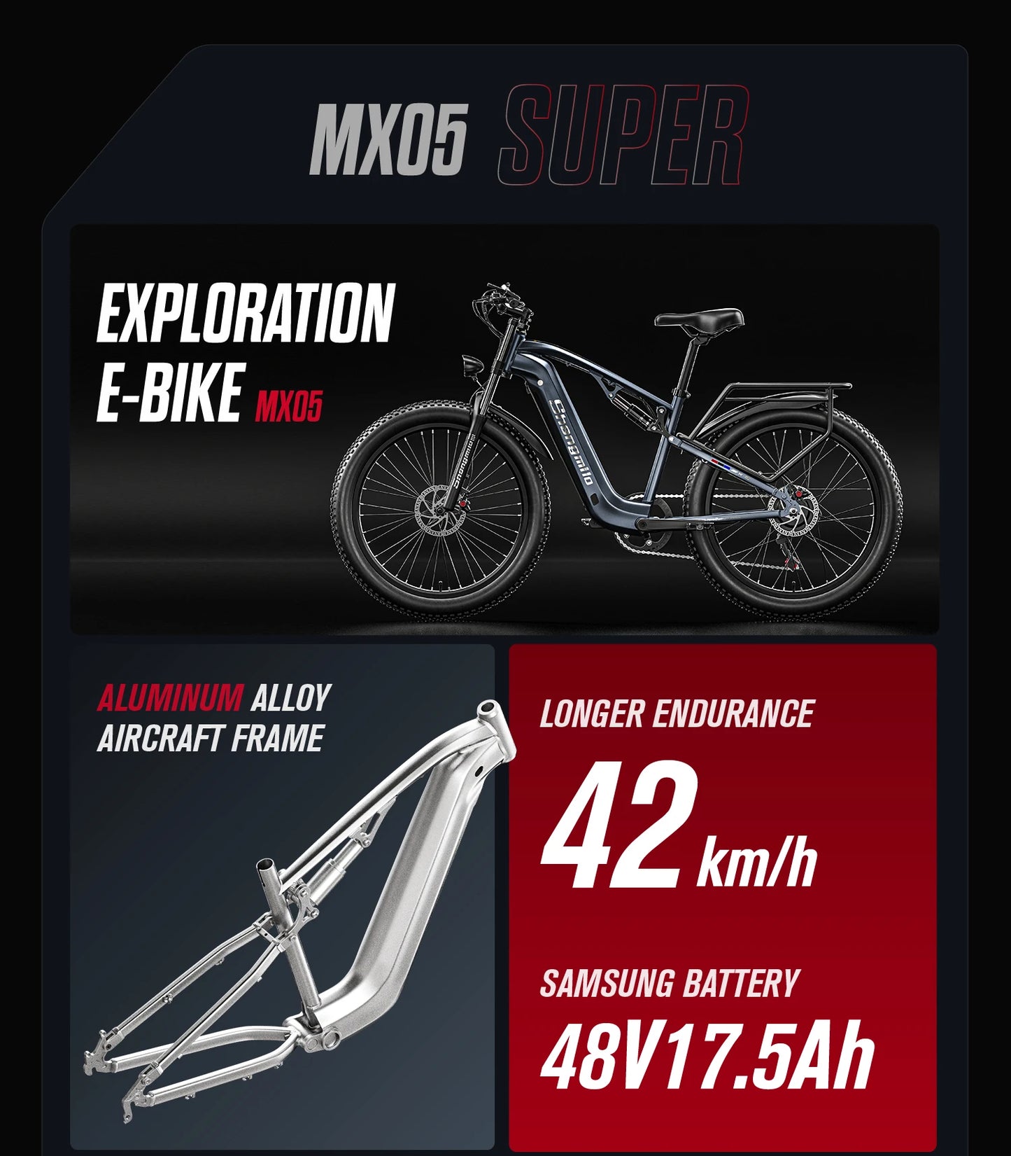 Shengmilo Electric Bicycle ,Adult eBikes with 48V 17.5Ah Battery ,1000W BAFANG Motor ,Shimano 7 Speed,Fat Tire Mountain bikes