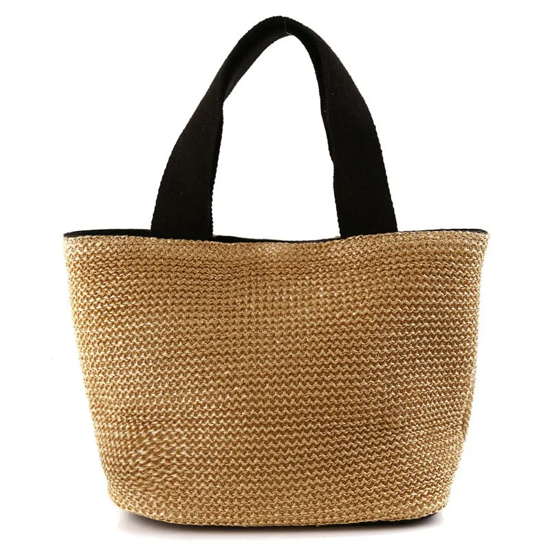 Bolso bandolera de paja para playa, estilo bohemio, de ratán tejido, hecho a mano, para mujer
