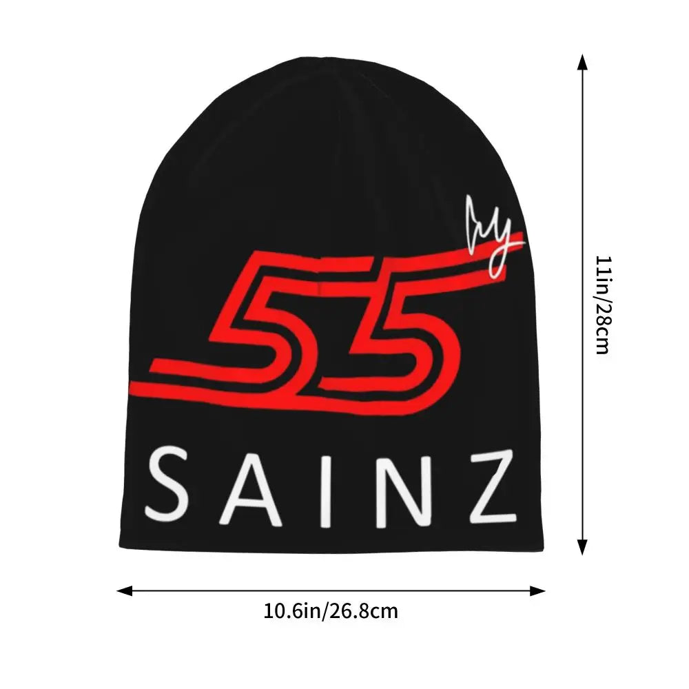 Carlos Sainz Jr F1 Signature Graphic - Dark Warm Knitted Cap Fashion Bonnet Hat Autumn Winter Beanies Hats for Unisex Adult