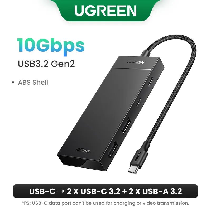 Concentrador USB 3.0 UGREEN de 4 puertos, concentrador USB delgado para ratón y teclado, compatible con MacBook Pro, Air, portátil, PC de escritorio, Xbox, PS5 y divisor.