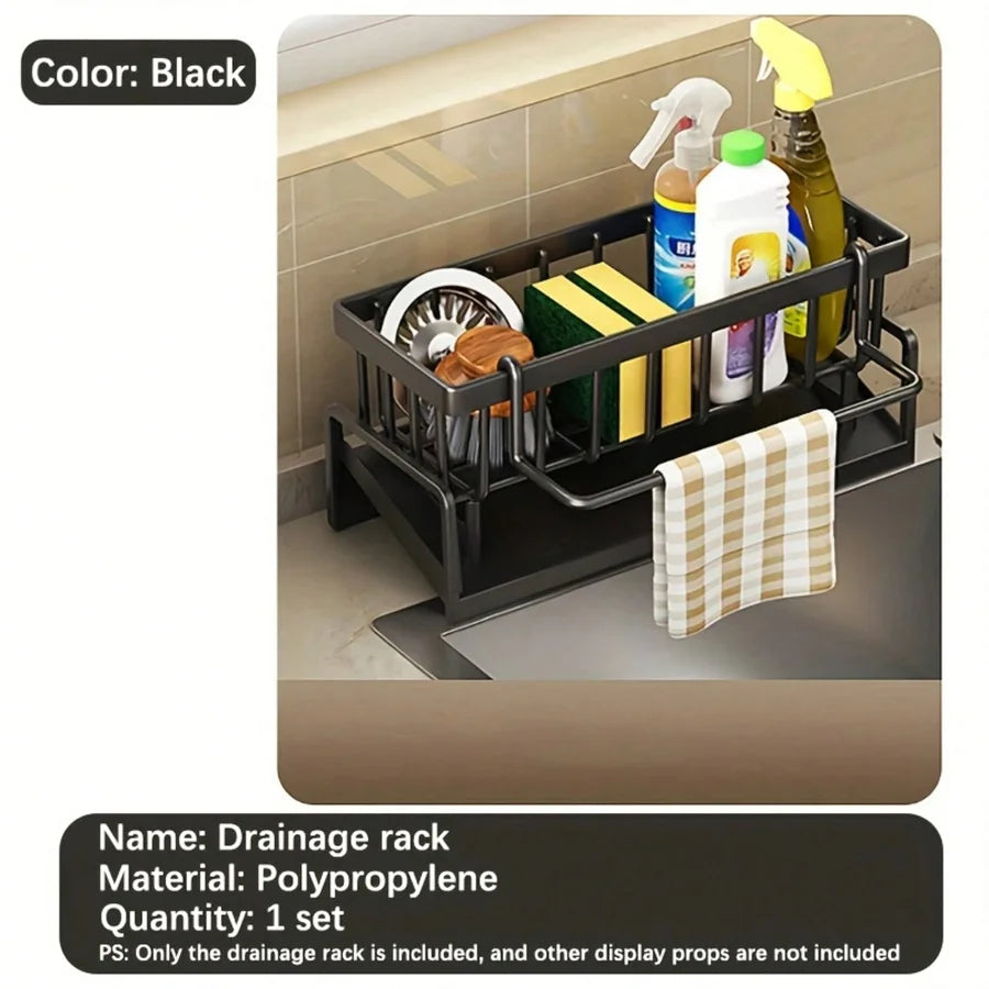 1set Plastic Dish Cloth & Sponge Holder, Household Faucet Sponge Drain Rack With Dishcloth Holder, Multifunctional Durable Clean