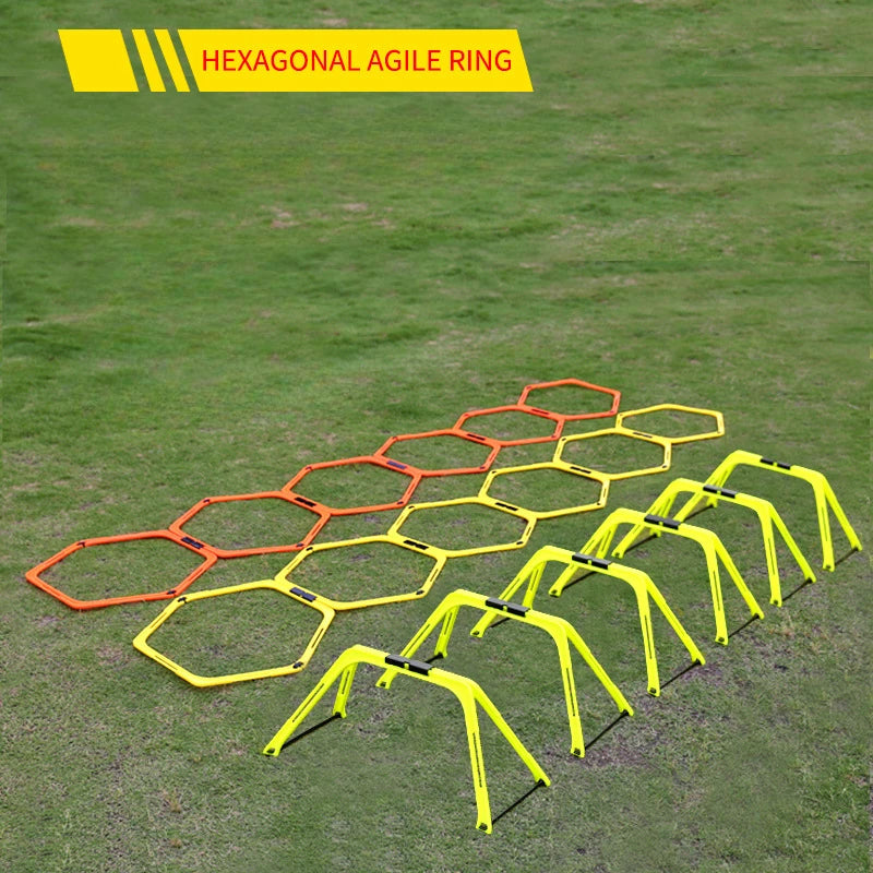 6 anillos de entrenamiento de agilidad para fútbol, equipo de fútbol, escalera hexagonal plegable para juego de pies, suministros múltiples, vallas hexagonales
