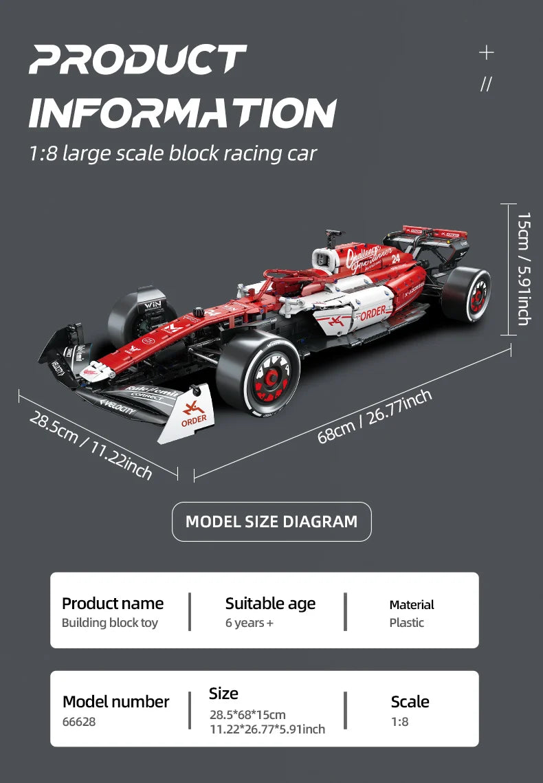 1:8 F1 Race Cars 1770PCS Building Sets MOC Building Blocks Car Cool Collectible Model Car Kits Toy Christmas Festive Gift Giving