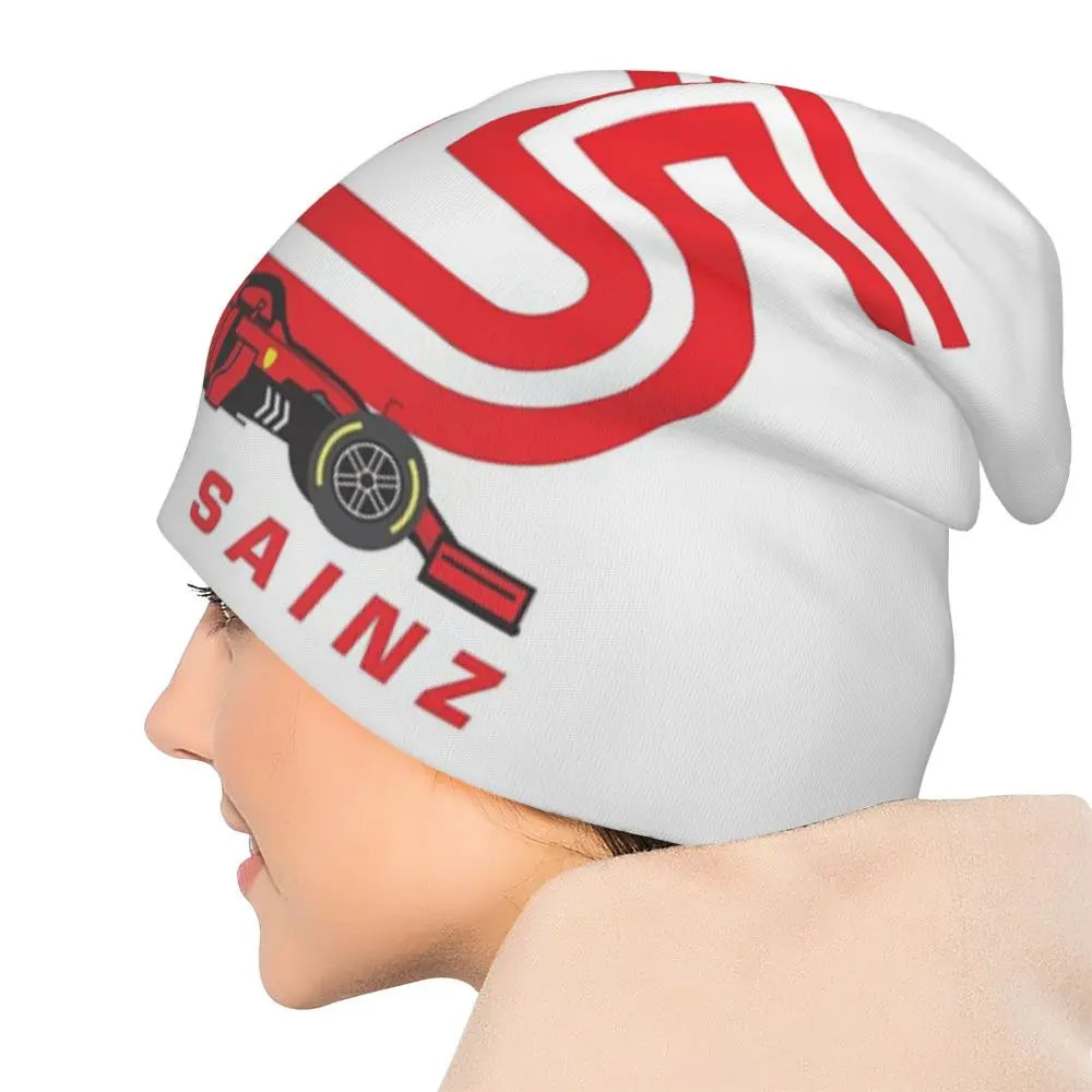 Carlos Sainz Jr F1 Signature Graphic - Dark Warm Knitted Cap Fashion Bonnet Hat Autumn Winter Beanies Hats for Unisex Adult